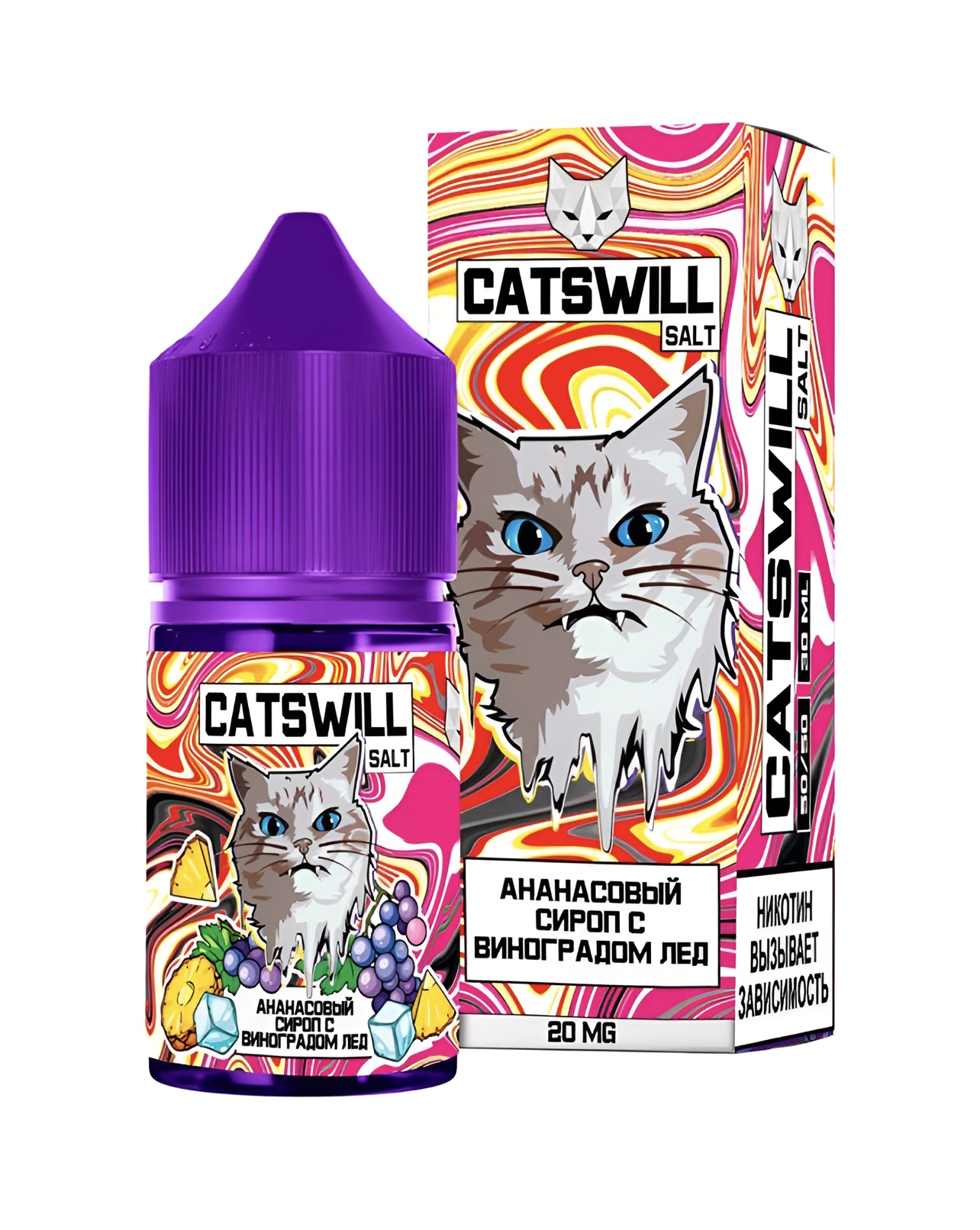 Жидкость CATSWILL Ананасовый сироп с виноградом лёд Жидкость CATSWILL Ананасовый сироп с виноградом лёд
